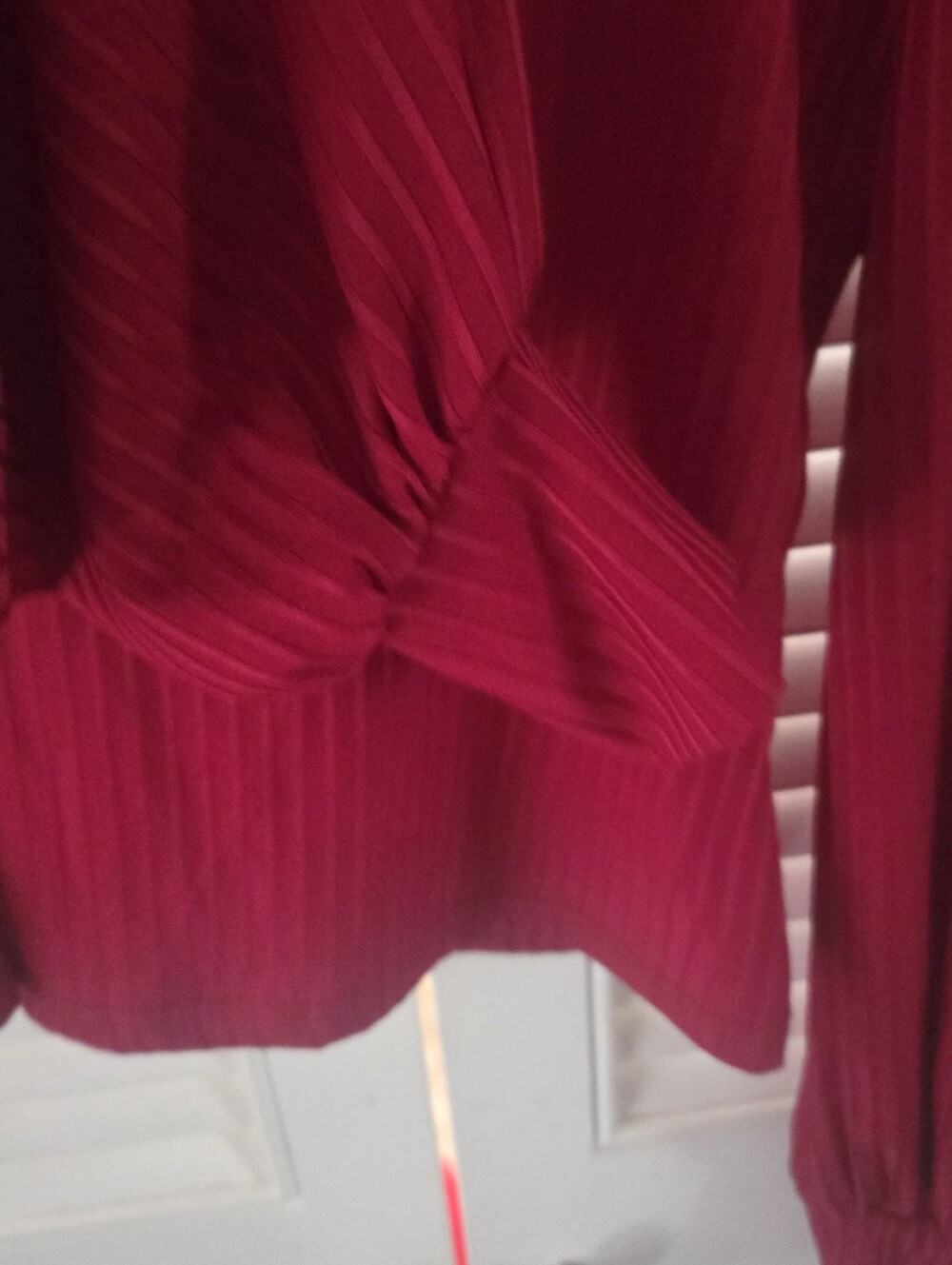 SHEIN Red Ribbed Square Neck Knit Top Puff Sleeve Long Sleeve Medium - Picture 5 of 9